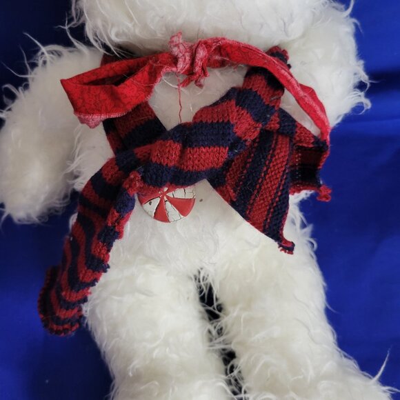 Plush furry shaggy Snowman Stuffed Animal Carrot Nose 2 scarves toy jointed - Picture 6 of 6